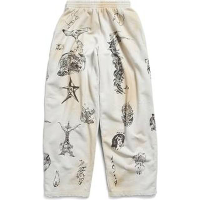 Balenciaga Tat Baggy Sweatpants - White - Men's - - Cotton