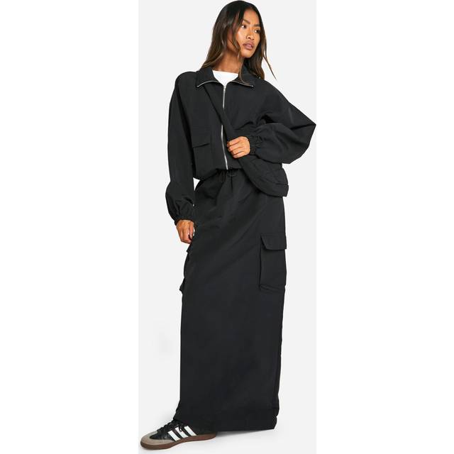 Womens Cargo Maxi Skirt - Black - 10, Black