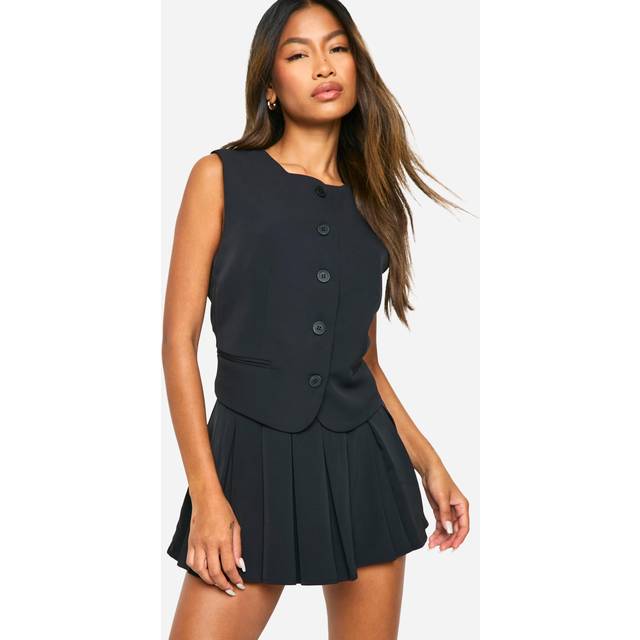 Womens Fluid Pleated Mini Skirt - Black - 12, Black