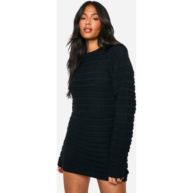 Womens Tall Open Back Knitted Jumper Dress - Black - Xs, Black