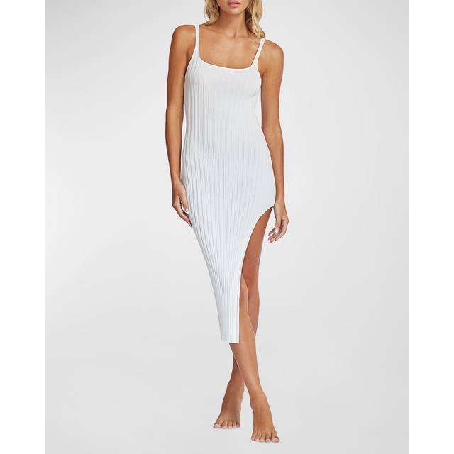 Piper Rib-Knit Slit Dress - CREAM - Medium / Large