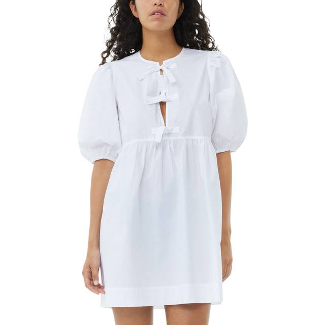 Ganni-Knot Poplin Dress Abiti Bianco-Donna - White - 46EU