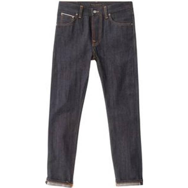 Nudie Jeans Steady Eddie II Dry Selvage Mid Waist Regular Tapered Fit Organic Selvedge Jeans W29/L32 Sustainable Denim - Blue (W29/L32)