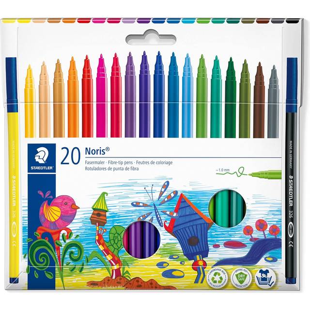 STAEDTLER 326 C20 Fibre-Tip Pen in Cardboard Pack - Assorted Colours (Pack of 20)