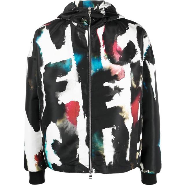 Alexander McQueen, Light Jackets, male, Multicolor, M, Water Colour Windbreaker Water Graffiti Print