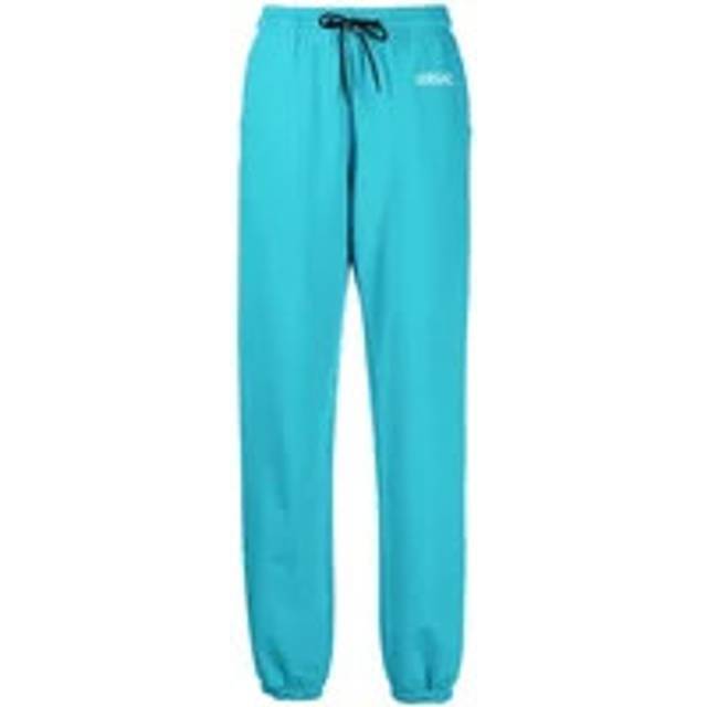 Versace, Sweatpants, female, Blue, 2XS, Loose-Fit Jogging Trousers in Faded Blue Cotton Jersey with Logo Embroidery