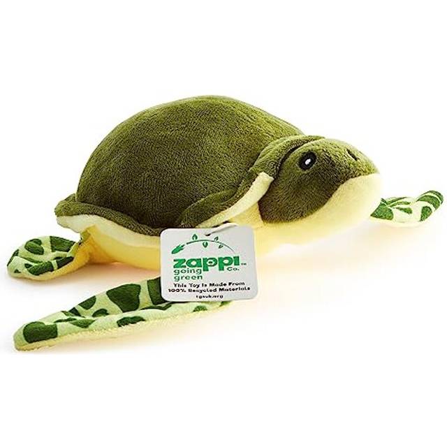 Zappi Co 100% Recycled Plush Green Sea Turtle Toy (30cm Width) Stuffed Soft Cuddly Eco Friendly animals Collection For New Born Child First kid