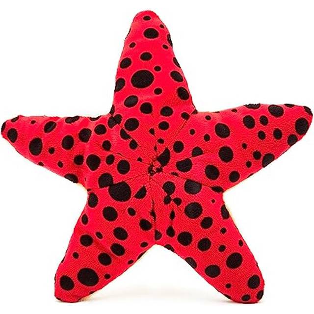 Zappi Co 100% Recycled Plush Red & Black Starfish Toy (17cm Length) Stuffed Soft Cuddly Eco Friendly animals Collection For New Born Child First kid