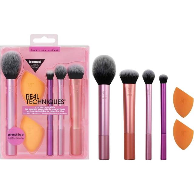 REAL TECHNIQUES Everday Essentials Sminkborstar och Sponge, Lila, 6 st