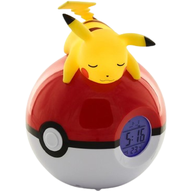 Pokémon- Pikachu Radio upplyst väckarklocka, unik, 811354, gul, 12 x H15 x 11,5 cm (Förpackningen kan variera)