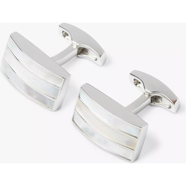 Simon Carter Mother of Pearl Tripple Band Cufflinks, Silver