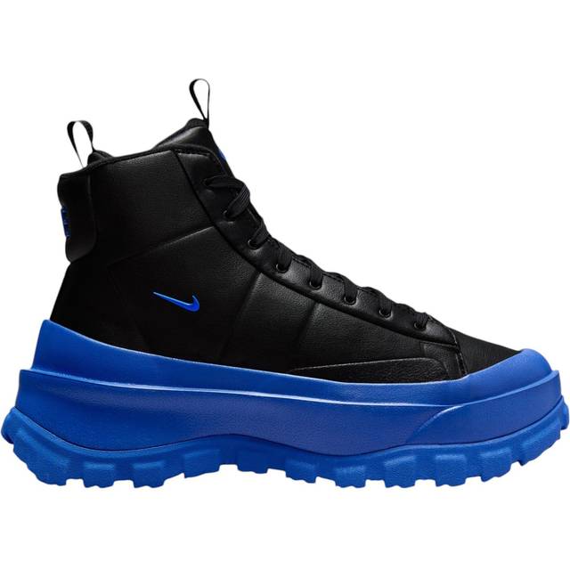 Black Mid-Top Lace-Up Boot with Blue Accents