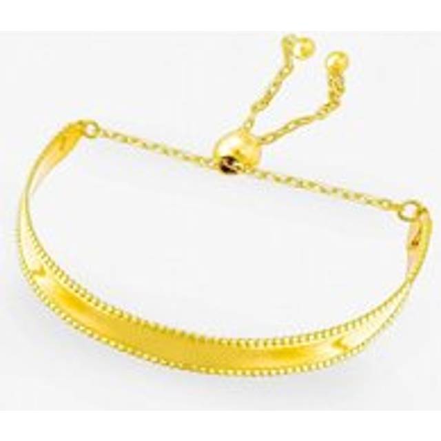 Womens 18k Gold Bangle Bracelet - Adjustable Slider - Metallics - 6.5 inches