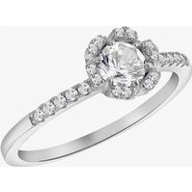 Silver Cubic Zirconia Flower Shoulder Set Ring 8.84.0801 M