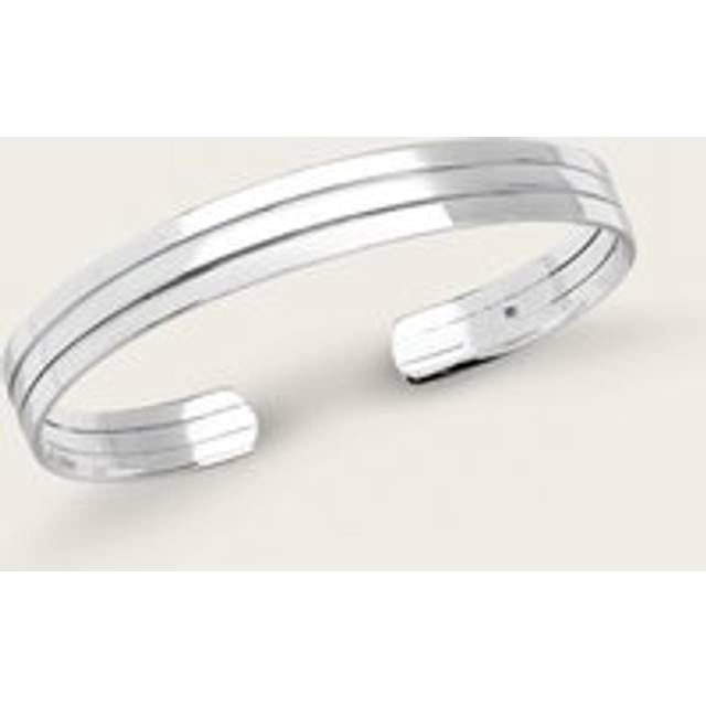 John Greed Portrait Identity Silver Triple Band Cuff Bangle For Women - silver