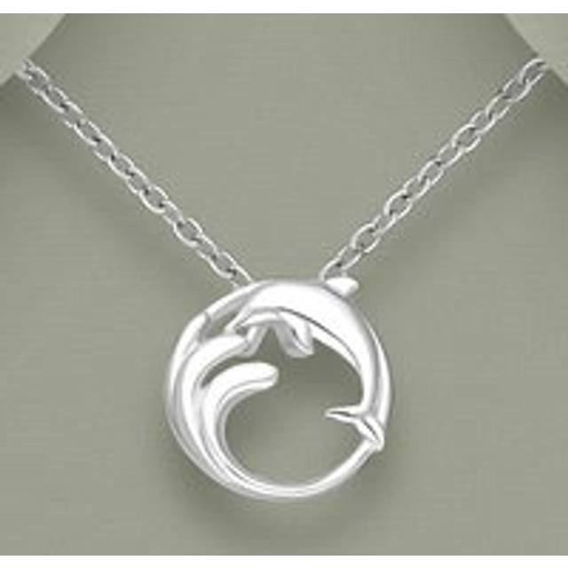 John Greed Tempest Cove Silver Dolphin & Wave Necklace For Women - blue/silver