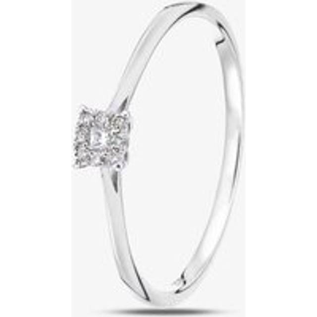 9ct White Gold 0.07ct Diamond Sqaure Halo Ring PR20432W L - Silver