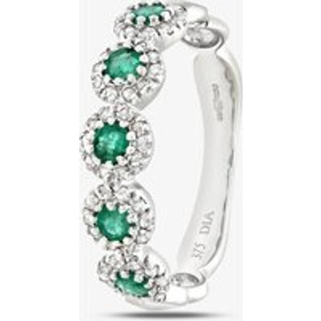9ct White Gold Emerald Diamond Cluster Ring PR06629W EM O - Silver