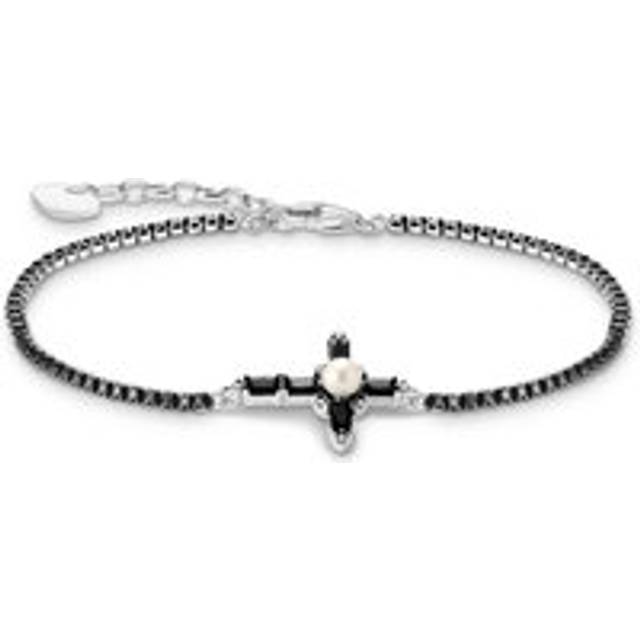 Thomas Sabo A2173-167-11-L19V Silbernes Armband mit schwarzem Kreuz Cross Romance