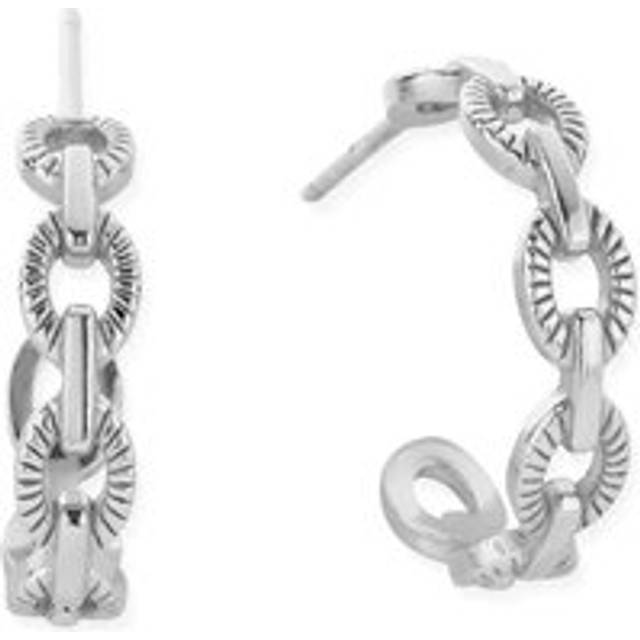 ChloBo Silver Figaro Chain Huggie Hoop Earrings SEH3470