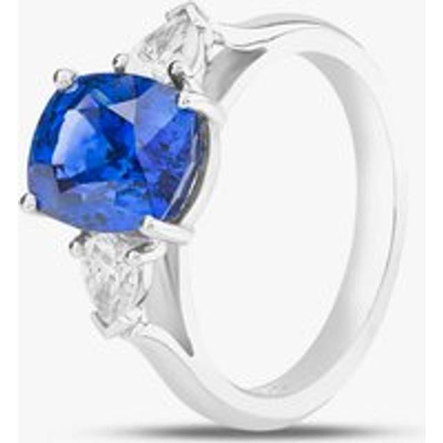 Platinum 4.12ct Oval Cut Sapphire & 0.40ct Brilliant Cut Diamond Shoulder Set Solitaire Ring 10-80-465/25-10-150 - Blue