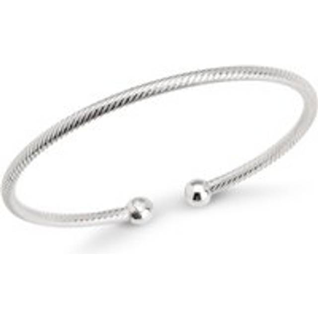 John Greed Signature Silver Textured Torque Bangle For Women - silver