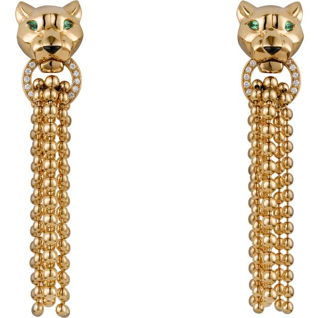 Yellow Gold, Diamond, Tsavorite and Onyx Panthère de Cartier Earrings - One size