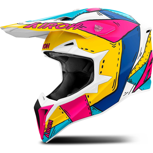 Airoh Wraaap Paint, motocross helmet , color: White/Blue/Yellow/Pink , size: L