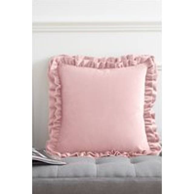 Catherine Lansfield So Soft Velvet Touch Double Frill Cushion - Blush Pink