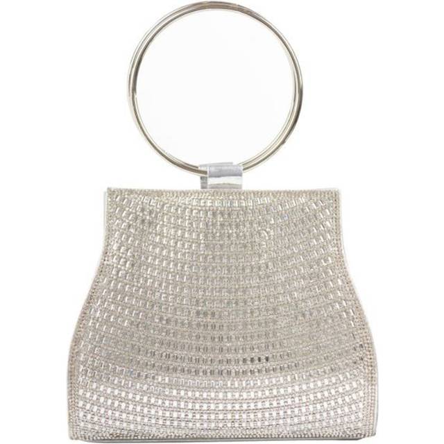 Silver Diamante Clutch Bag with Top Handles