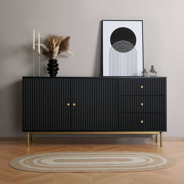 Fairmont Park Aiten - Large Sideboard - Cabinet With Storage Black 78cm H X 160cm W X 40cm D