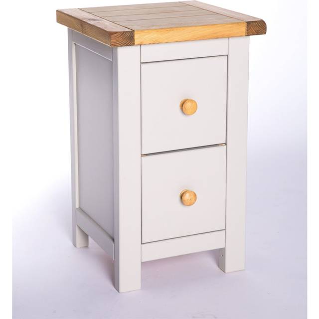 Pompey 2 Drawer Bedside Table - Light Grey (56cm H X 35cm W X 32cm D)