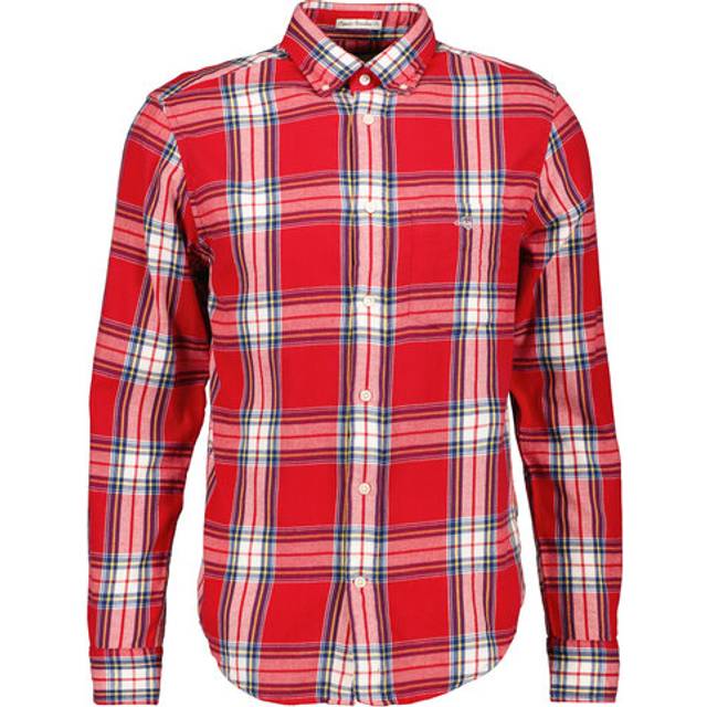 GANT – Rödrutig flanellskjorta i regular fit