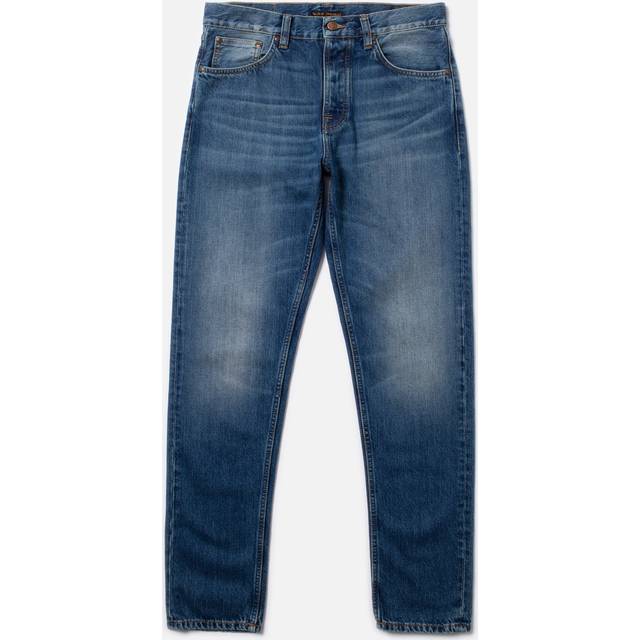 Nudie Jeans Steady Eddie II Heavy Rain Mid Waist Regular Tapered Fit Men's Organic Jeans W26/L30 Sustainable Denim - Blue (W26/L30)
