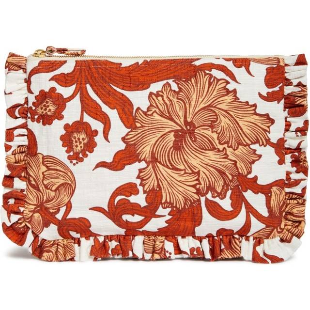 La DoubleJ - floral-print ruffle clutch - women - Cotton/Elastane - One Size - Red