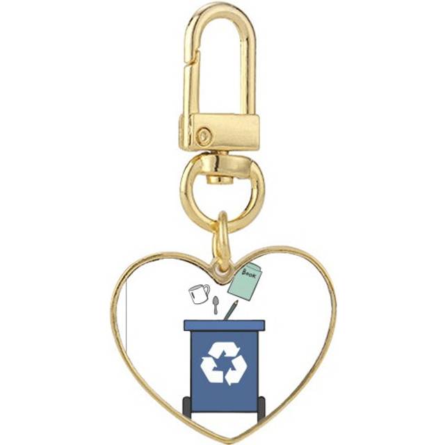 Drop Litter Rubbish Sign Diagram Gold Heart Keychain Metal Keyring Holder