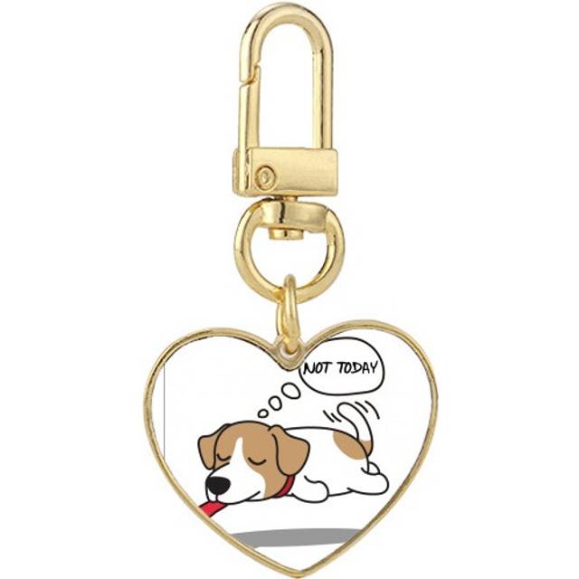 Dog Tongue Swings Dream Art Deco  Fashion Gold Heart Keychain Metal Keyring Holder