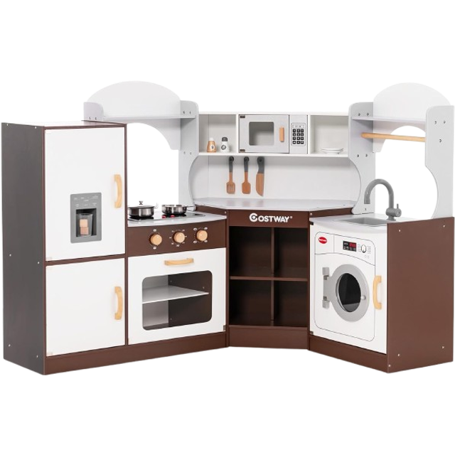 Costway Corner Wooden Kitchen Playset - Multi