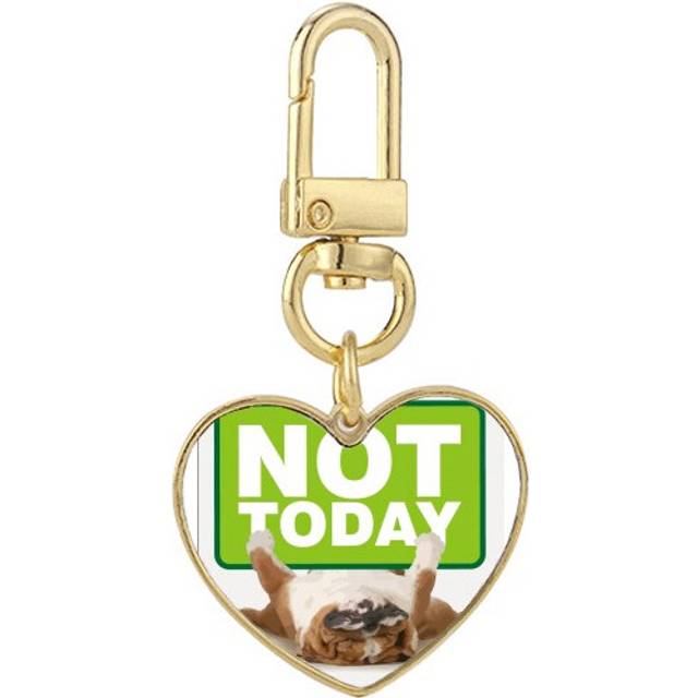Dog Sign Upside Art Deco  Fashion Gold Heart Keychain Metal Keyring Holder