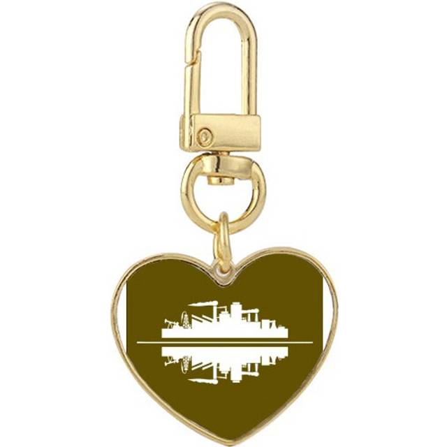 Econoc Reflection Urban Landscape Architectural Signs Gold Heart Keychain Metal Keyring Holder