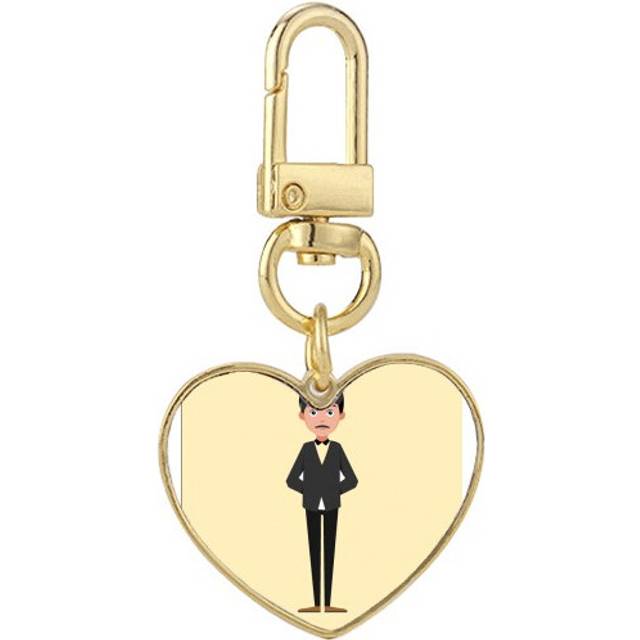 Housekeeper Director Waiter Serve Profession Gold Heart Keychain Metal Keyring Holder