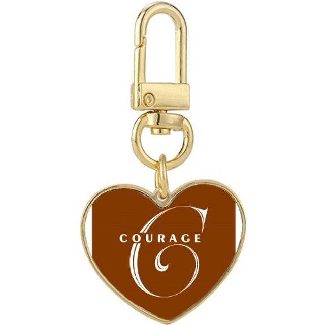Courage Chance Letters Art Deco  Fashion Gold Heart Keychain Metal Keyring Holder