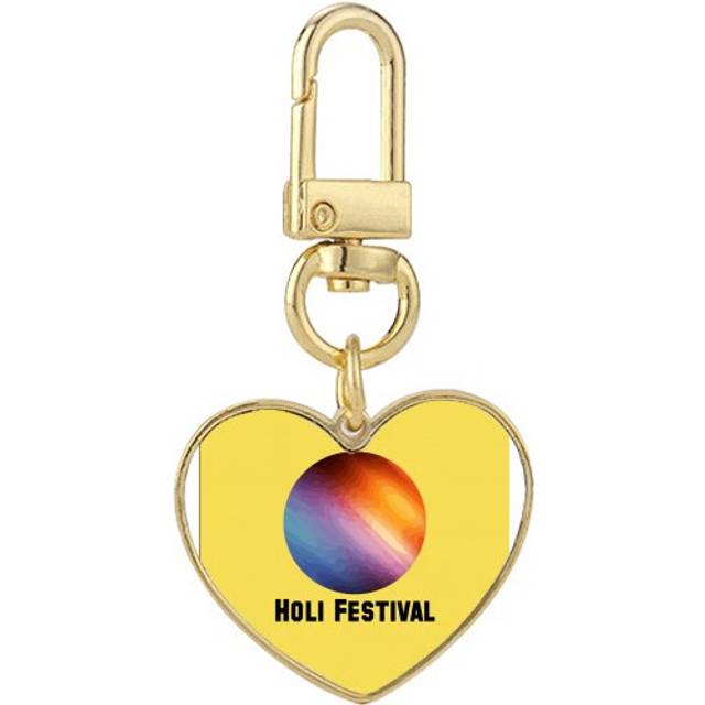 Holika Witch Indian Festival Gold Heart Keychain Metal Keyring Holder