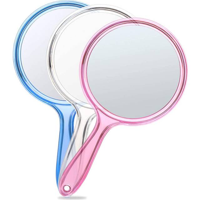 Hand Mirror, Double-Sided Handheld Mirror 1X/3X Magnifying Mirror with Handle, Set of 3 (Mix Colors)