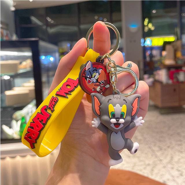 (Tom) Cute Cartoon Anime Keychain Soft Pvc Key Ring Bag Charm Donut Kt Cat Pudding Dog Kuromi Melody Cinnamoroll
