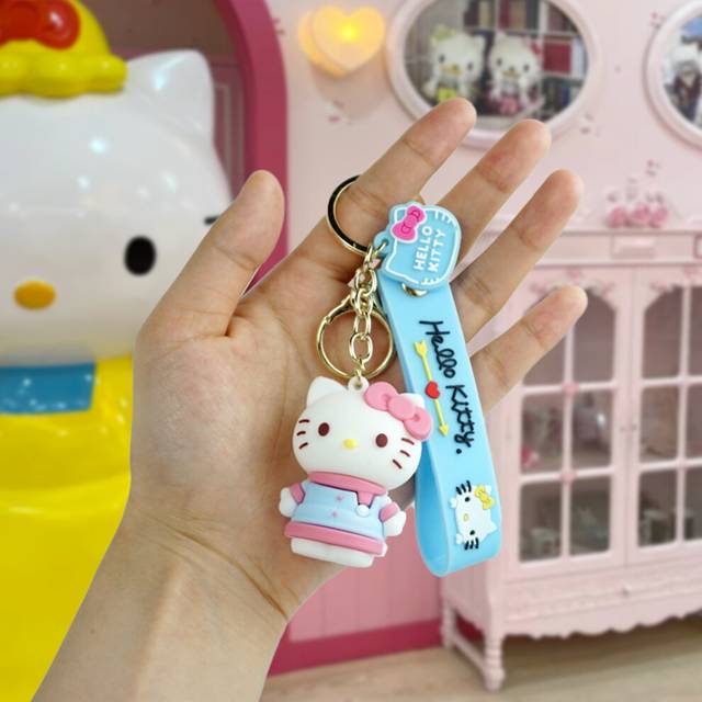 (Style E) Hello Cute Kitty Keychain For Women Creative Rubber Cartoon Bag And Car Charm