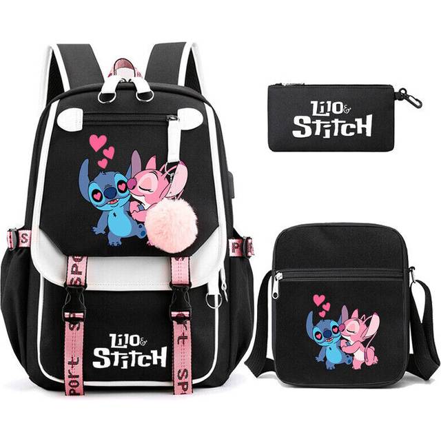 3Pcs/Set Lilo Stitch Printed Backpack Bookbag Rucksack Bagpack Schoolbag new