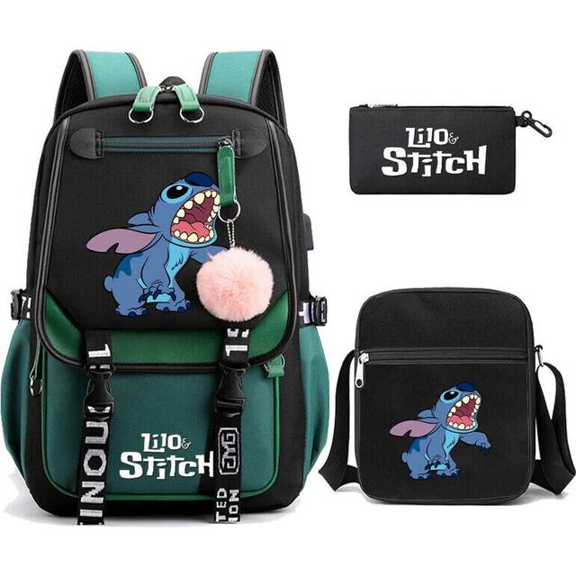 3Pcs/Set Lilo and Stitch unisex Backpack Bookbag Rucksack Bagpack Schoolbag