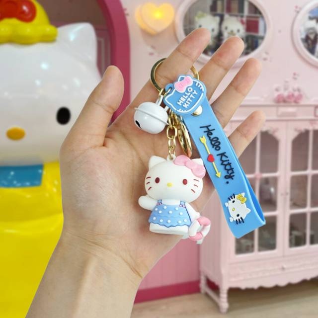 (Style C) Hello Cute Kitty Keychain For Women Creative Rubber Cartoon Bag And Car Charm