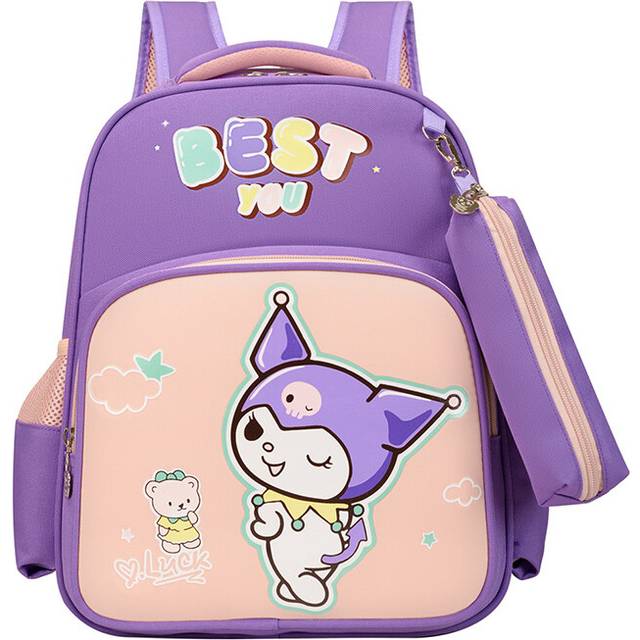 (Dark Purple) Cute Cartoon Kids Backpack With Pencil Case Large Capacity Lightweight Design